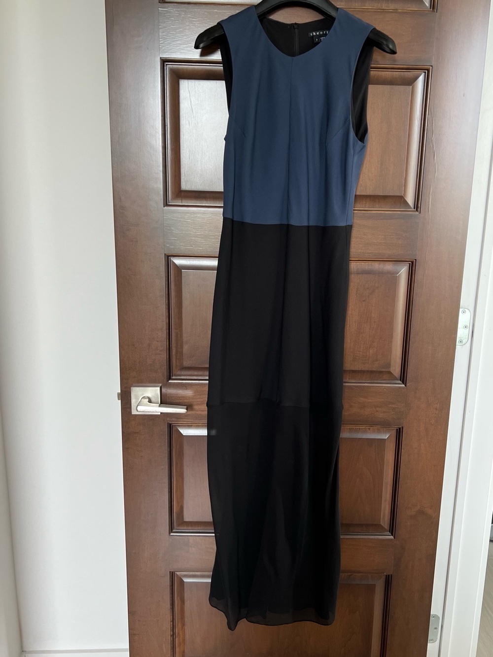 Theory Navy and Black Sleeveless Maxi Dress